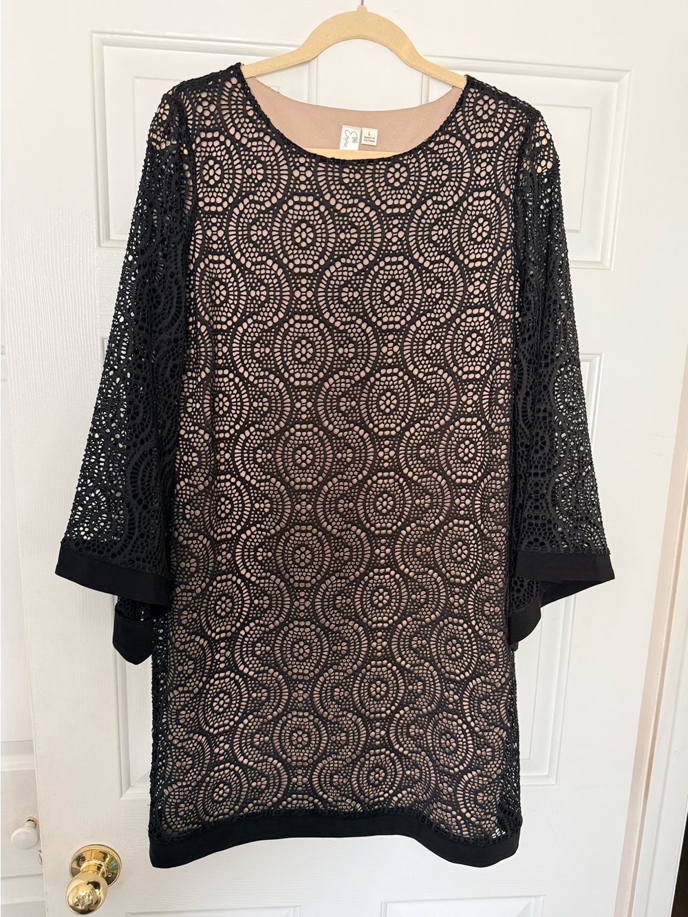 Emma & Michele Black Lace Dress with Nude Lining